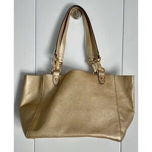 Lauren Ralph Lauren Metallic Gold Leather Tote Shoulder Bag